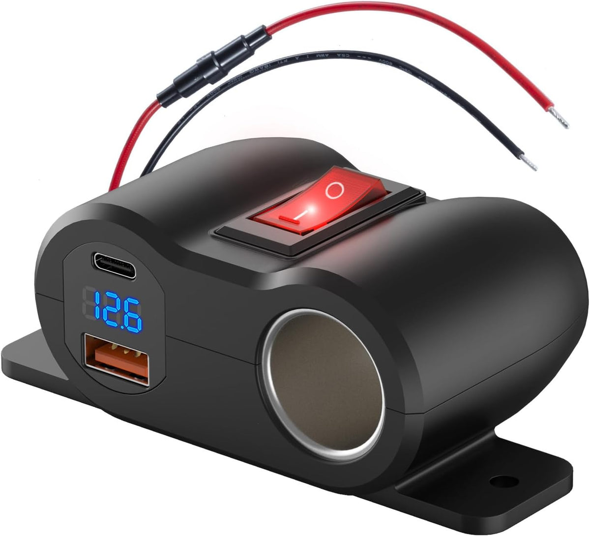 12V Panel-Mount USB and Socket Outlet