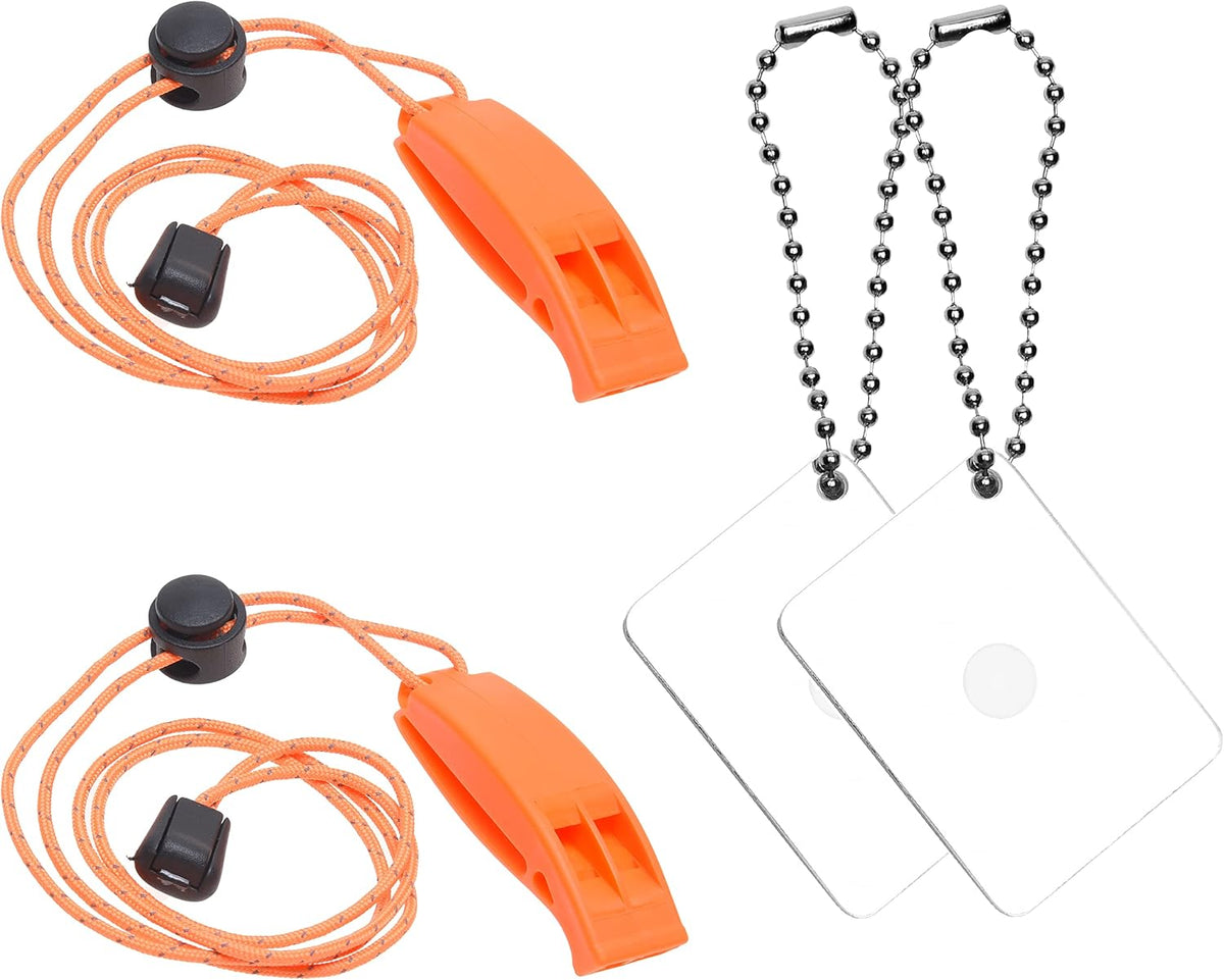 Emergency Signal Mirror and Whistle Kit